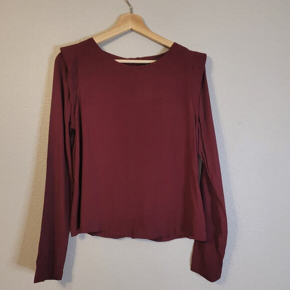 ASTR the Label Shirt Womens XS  Maroon Long Sleeve Back Buttons Career Wear - Picture 1 of 8